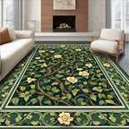 Verdant Floral Vine Art Nouveau Rug