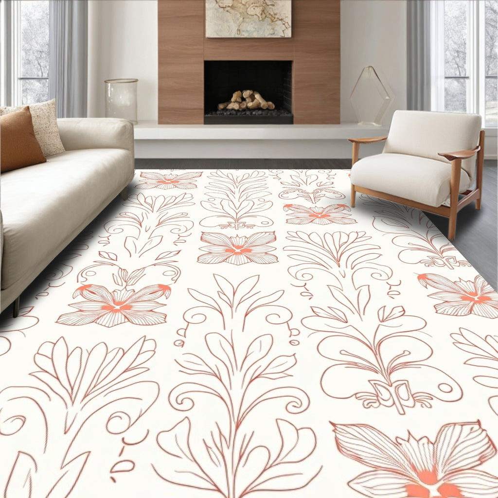Floral Art Nouveau Styled Abstract Pattern Rug