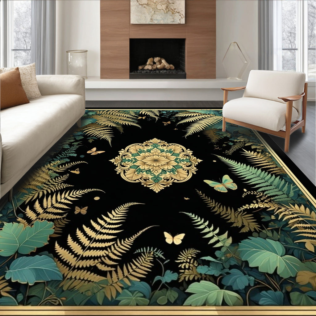 Lush Fern Butterfly Mandalat Rug