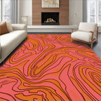 Groovy Swirl Pink Orange Abstract Rug