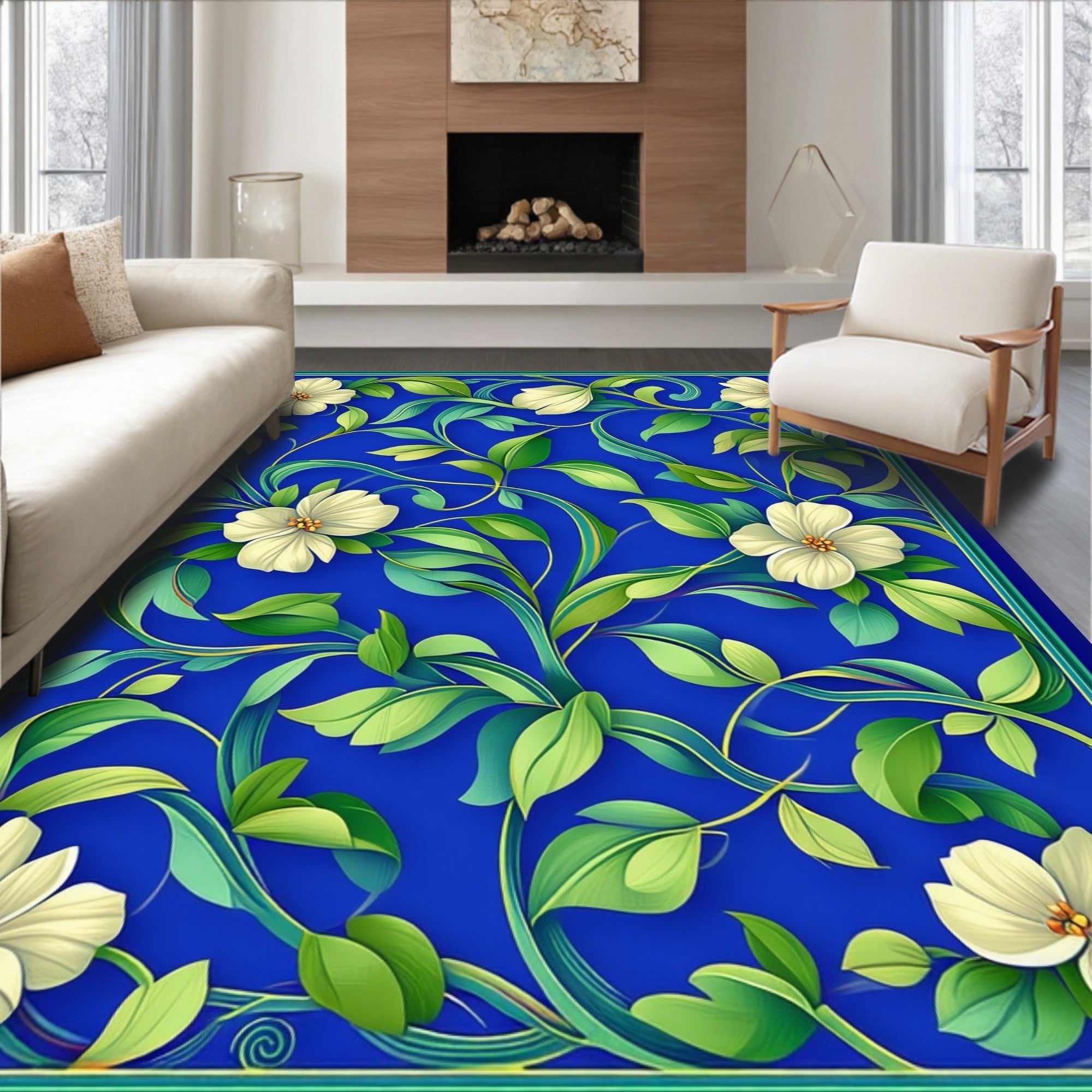 Enchanting Floral Vine Pattern Rug