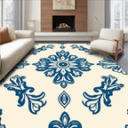 Classic Blue Floral Motif Rug