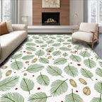 Elegant Evergreen Pine Needle Pattern Rug