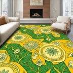 Vivid Yellow Green Floral Pattern Rug