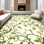 Cream Floral Vine Patterned Rug