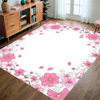 Pink Blossom Swirl Decorative Design Rug