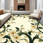 Elegant Cream Floral Vine Design Rug
