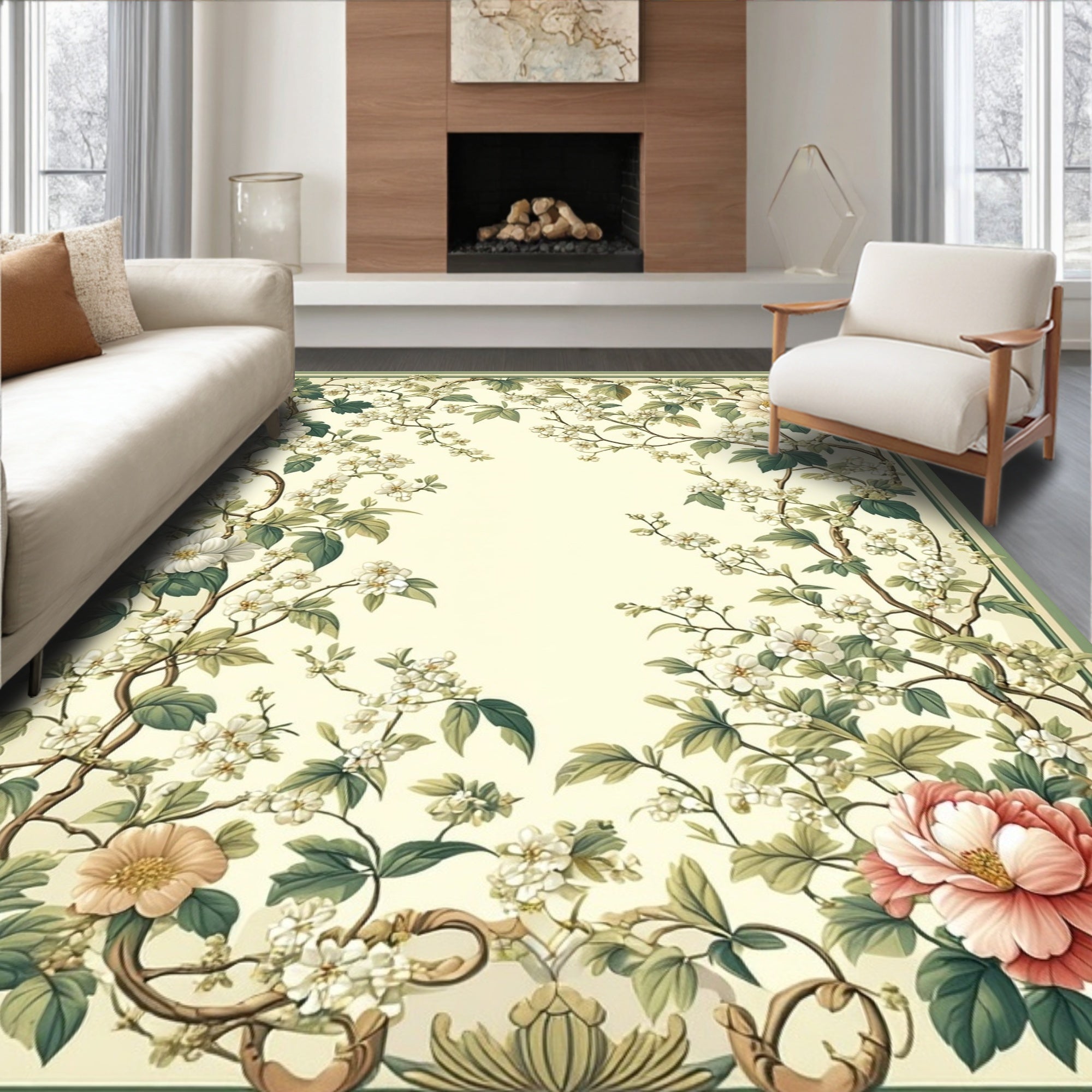 Vintage Floral Vine Pattern Rug