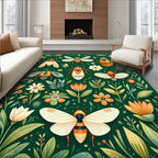 Whimsical Insects Floral Pattern Rug