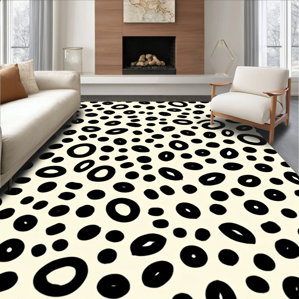 Hand-drawn Speckled Organic Abstract Design Rug