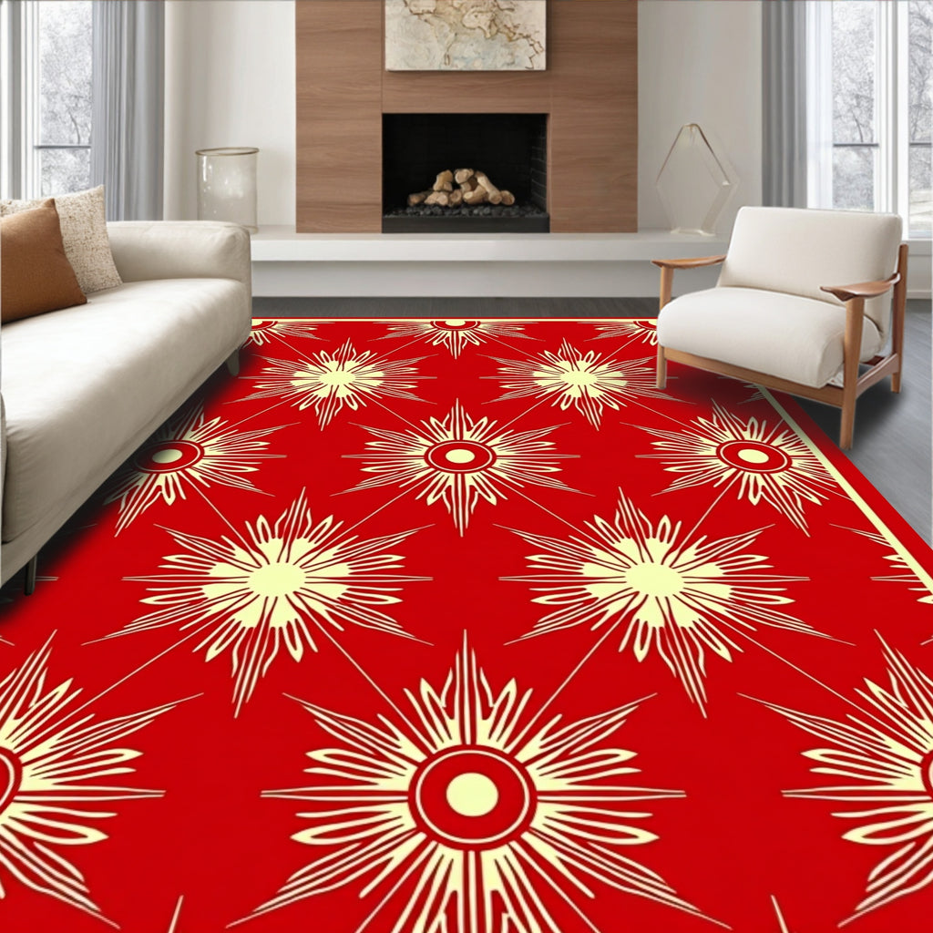 Sunburst Medallion Red Yellow Rug