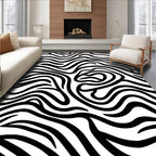 Bold Wavy Black White Pattern Rug