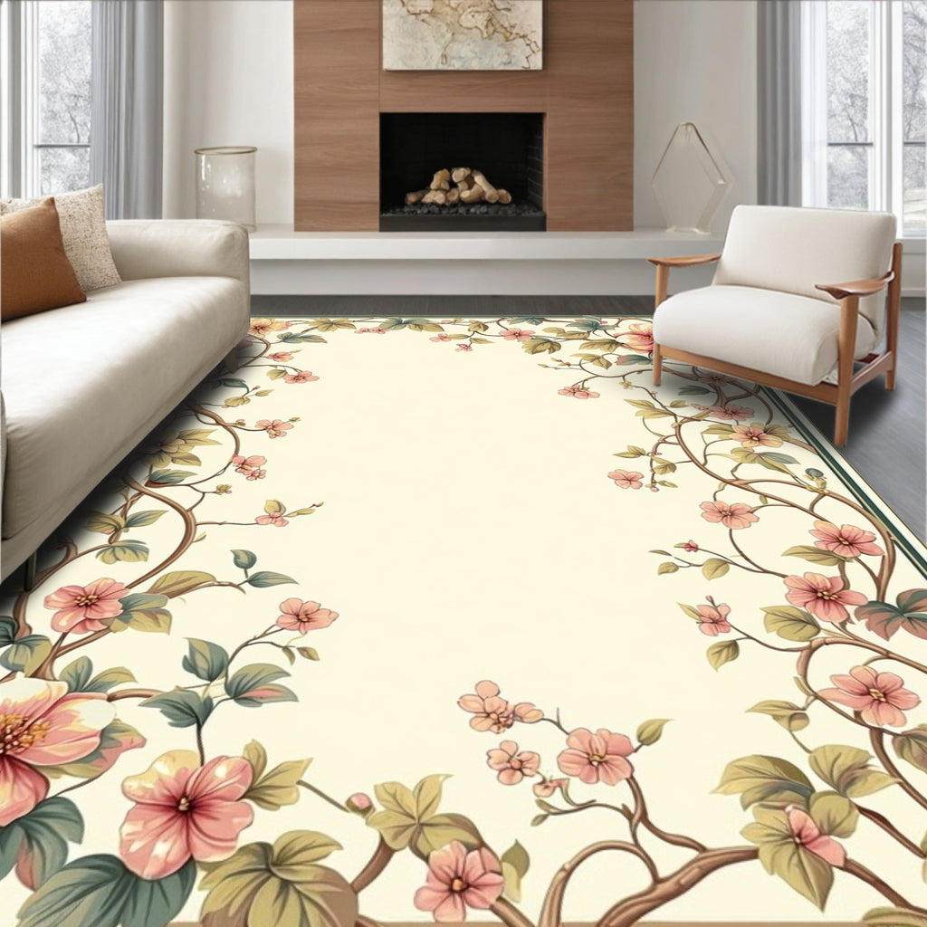 Floral Vine Border Detailed Poster Rug