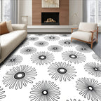 Radial Bloom Black And White Pattern Rug
