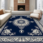 Classic Floral Medallion Navy Rug