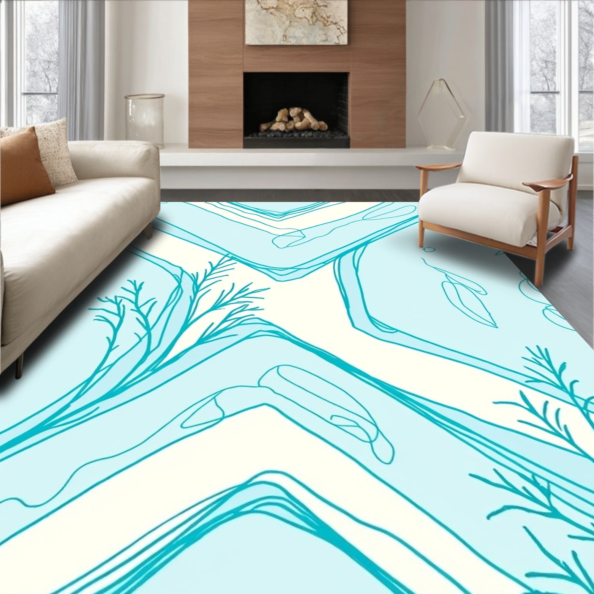 Abstract Ocean Branch Design Rug