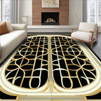 Elegant Gold Art Deco Inspired Pattern Rug