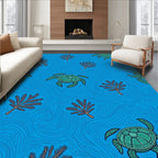Underwater Sea Turtle And Coral Pattern Rug