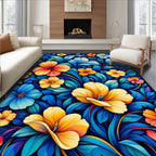 Vibrant Floral Swirls and Petals Rug