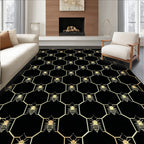 Golden Beehive Geometric Pattern Rug
