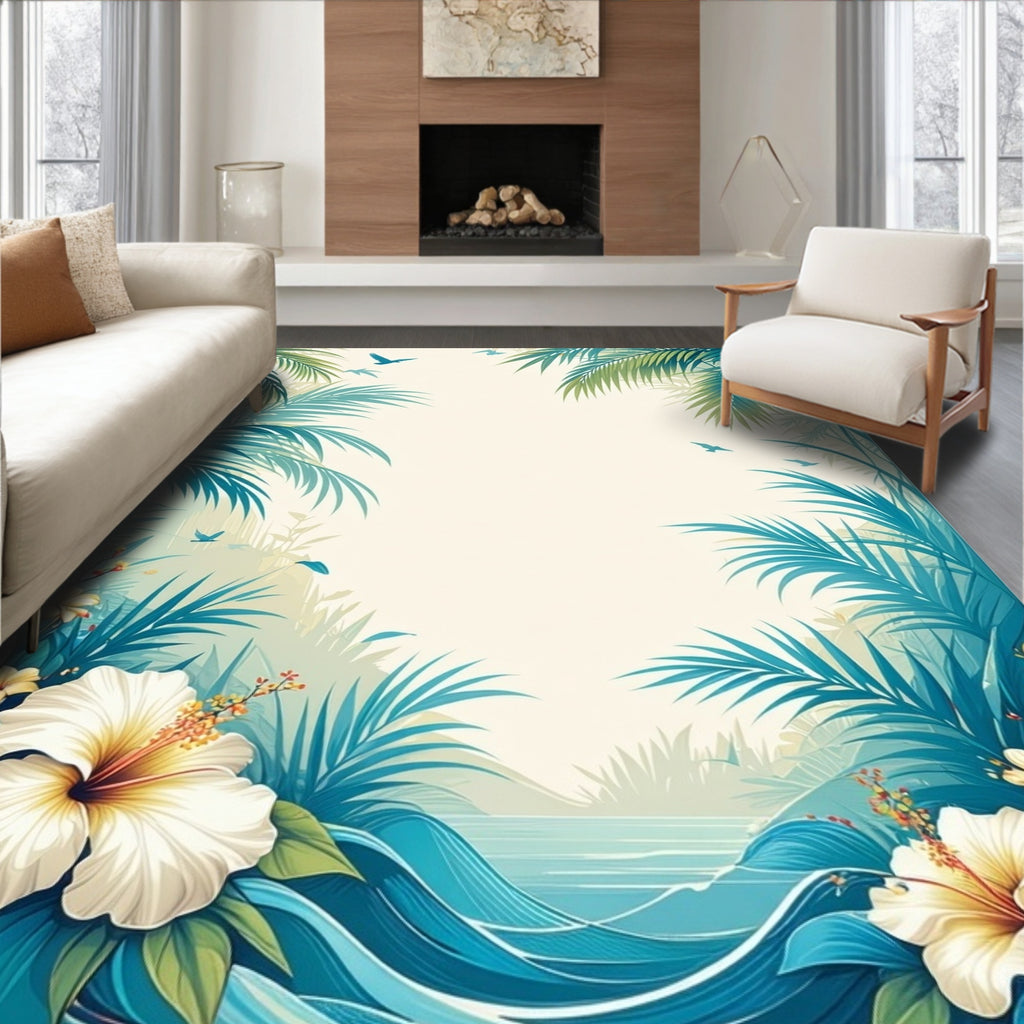 Tropical Paradise Floral Wave Design Rug