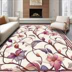 Vibrant Floral Vine Scrollwork Pattern Rug