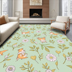Whimsical Animal Floral Nature Pattern Rug