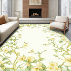 Delicate Cream Floral Vine Pattern Rug
