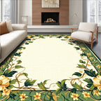 Ornate Floral Vine Border Design Rug
