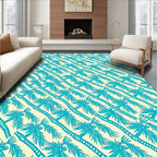 Teal Palm Frond Diagonal Repeat Rug