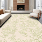 Botanical Floral Outline On Beige Rug