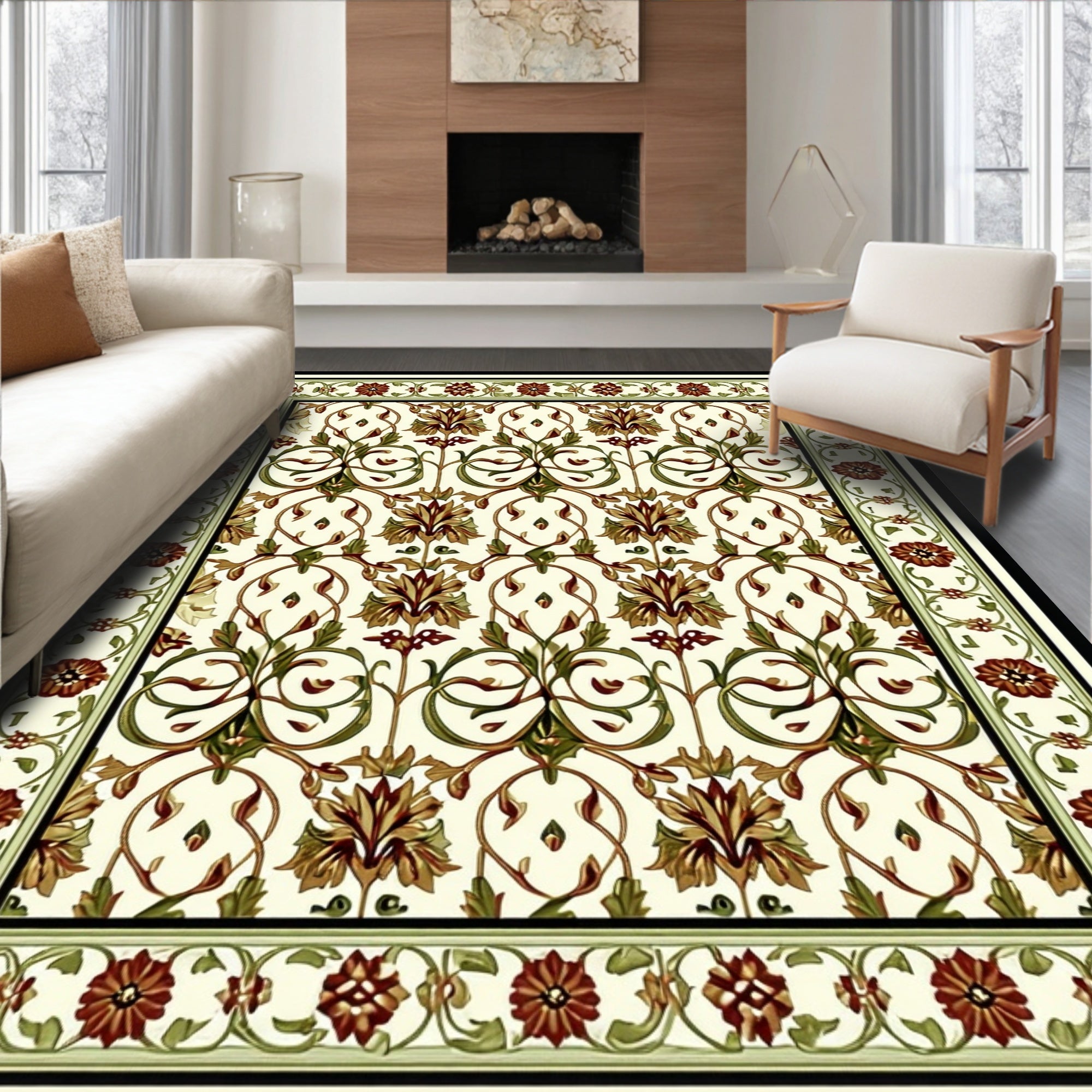Classic Floral Vine Patterned Rug