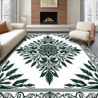Dark Green Floral Medallion Design Rug