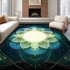 Deep Blue Green Mandala Pattern Rug
