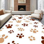 Brown Beige Paw Prints Scattered Rug