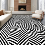 Abstract Black White Geometric Pattern Rug