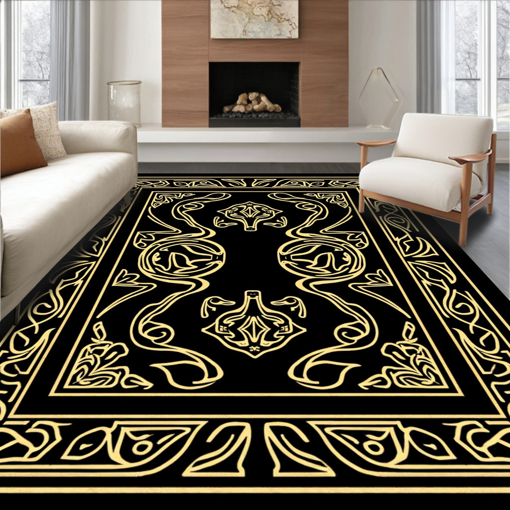 Art Nouveau Golden Illuminated Pattern Rug