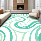 Aqua Swirls Abstract Line Rug