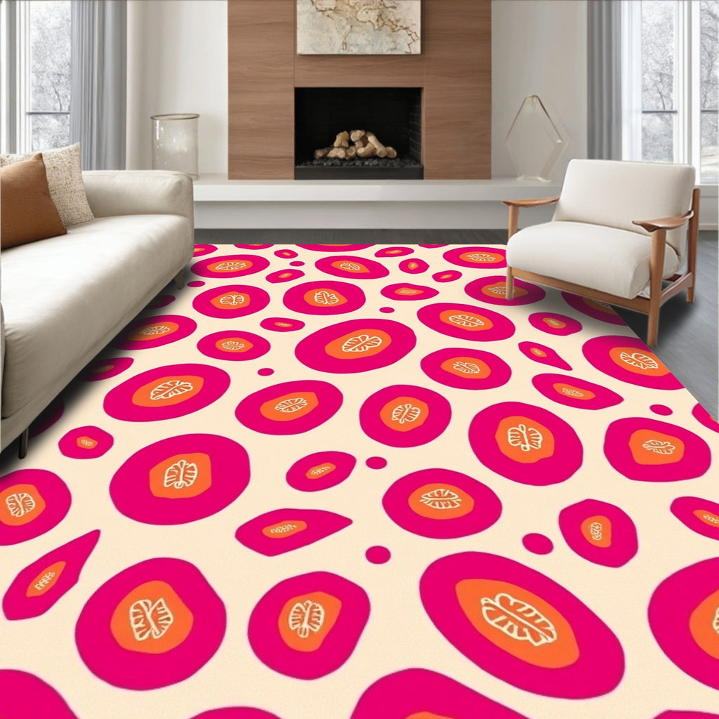 Bold Pink Orange Abstract Organic Shapes Rug