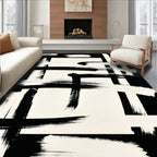 Bold Abstract Brushstroke Geometric Pattern Rug