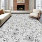 Delicate Outline Floral Pattern Rug