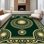 Green Gold Sunburst Floral Medallion Rug