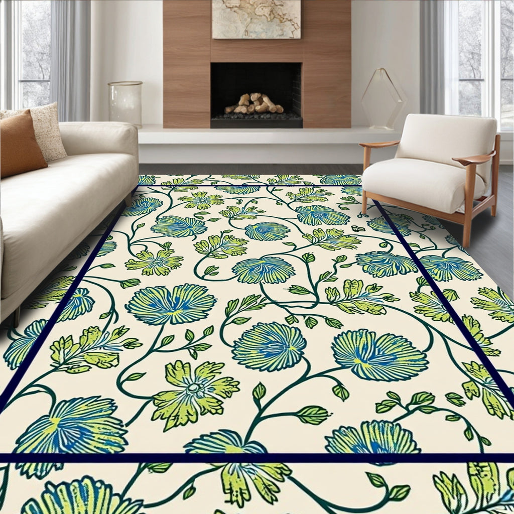 Whimsical Floral Botanical Vines Design Rug