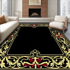 Ornate Flourish Red Gold Border Rug