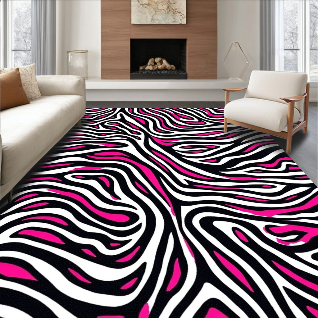Vibrant Zebra Stripe Pattern Rug