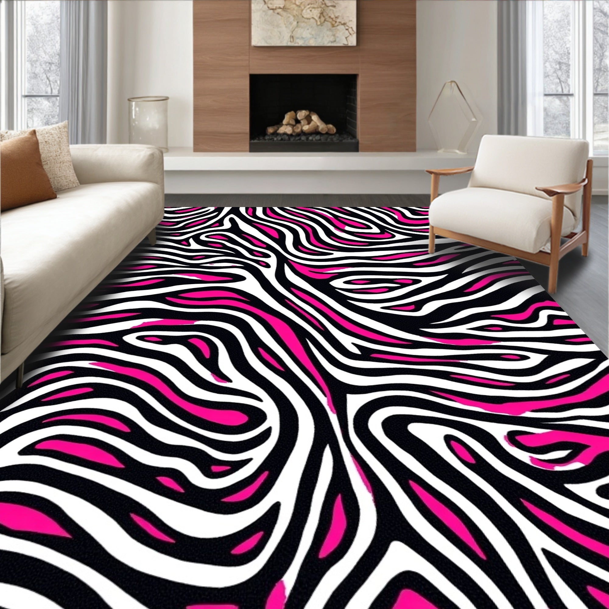 Vibrant Zebra Stripe Pattern Rug