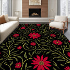 Red Flower Vine Pattern Rug