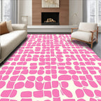 Loose Pink Geometric Fragment Pattern Rug