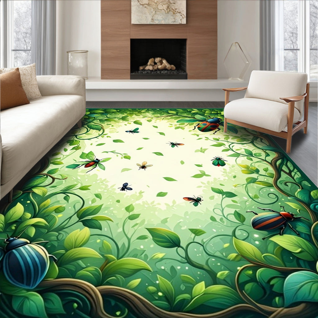 Enchanted Woodland Bugs And Leaves Rug