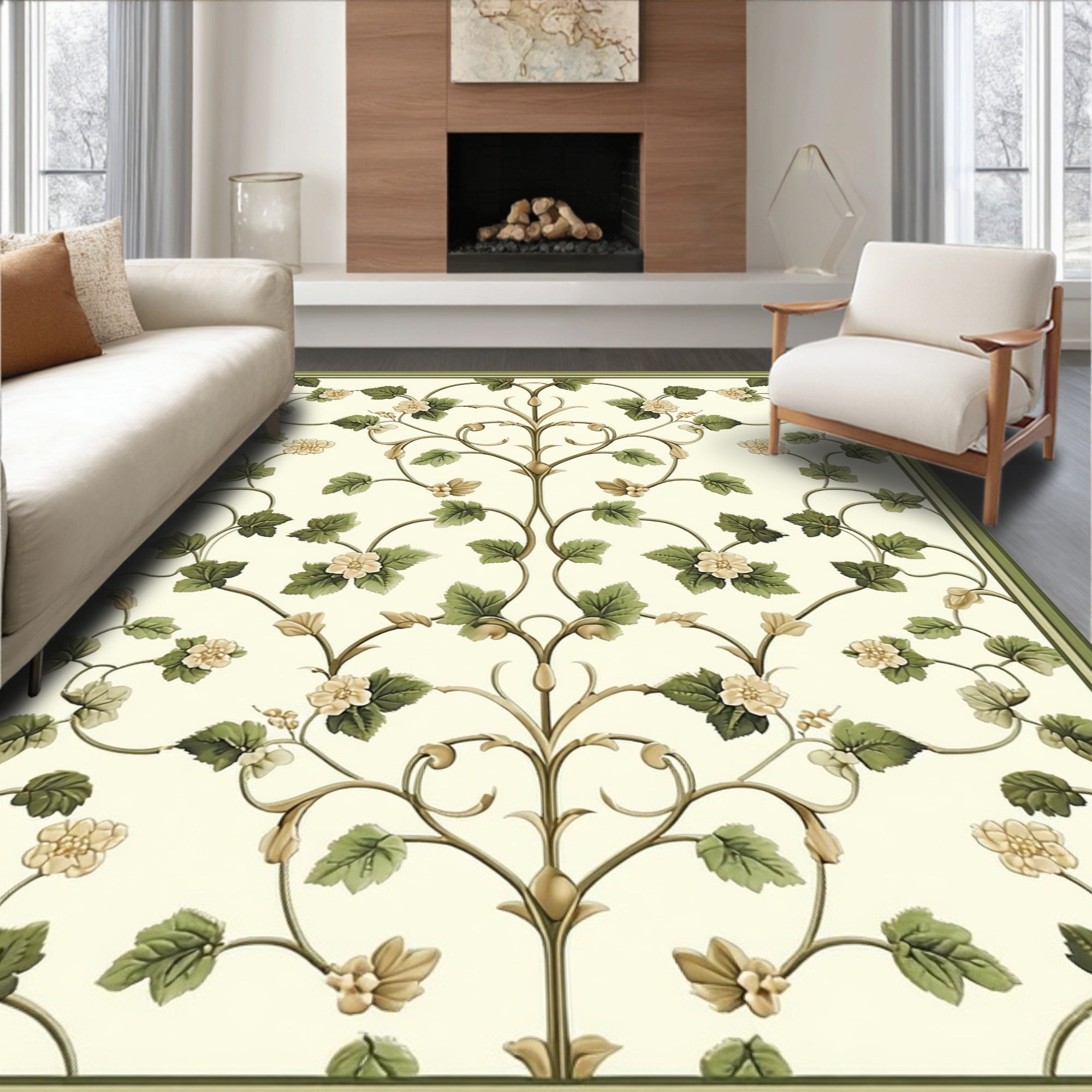 Regal Vine With Floral Detail Rug
